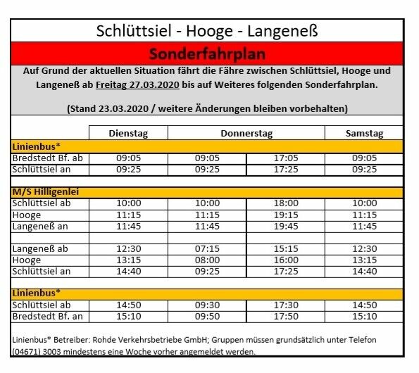 Sonderfahrplan aktuell